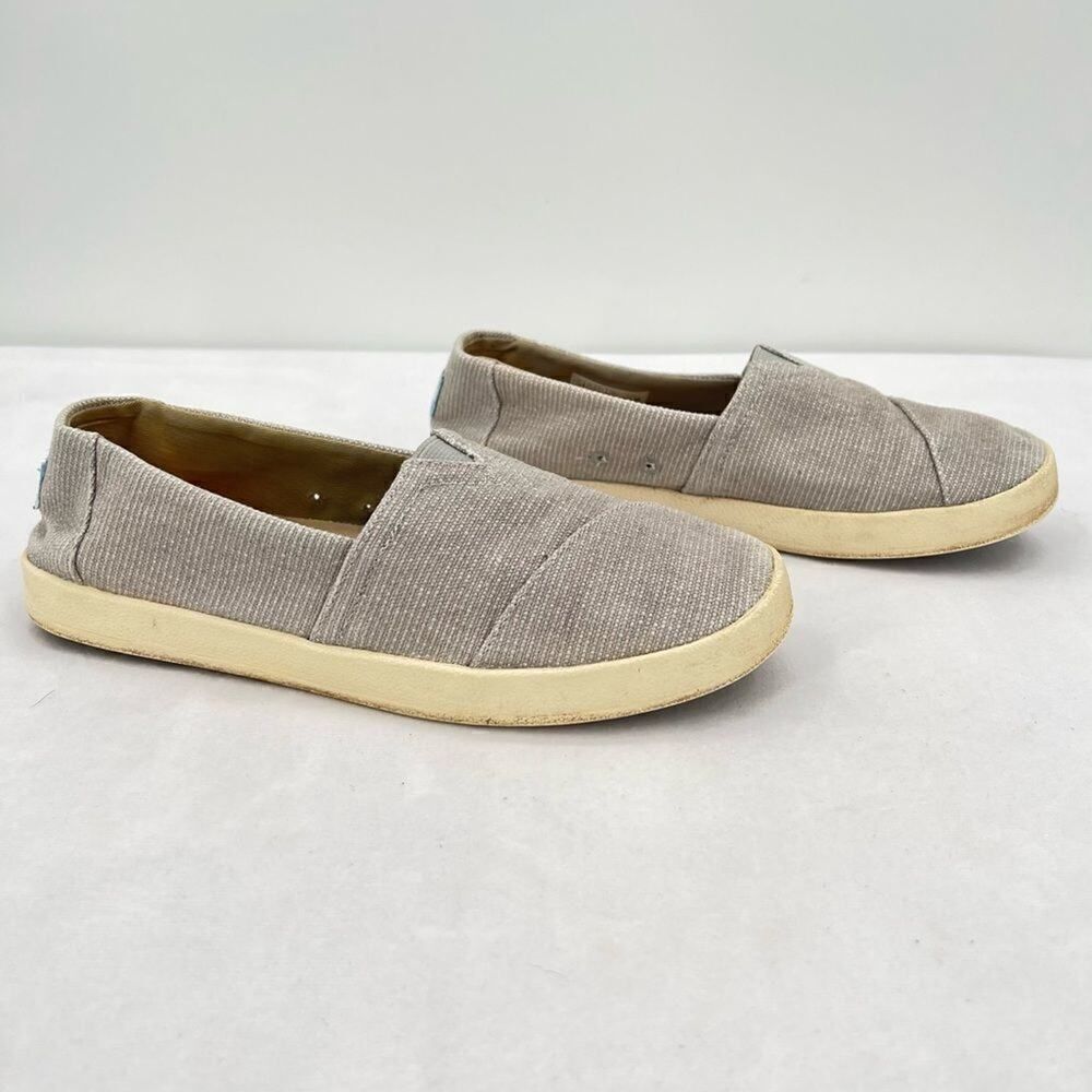 Toms Avalon Drizzle Grey Canvas Slip On Loafer Sneakers Women’s Size 7.5